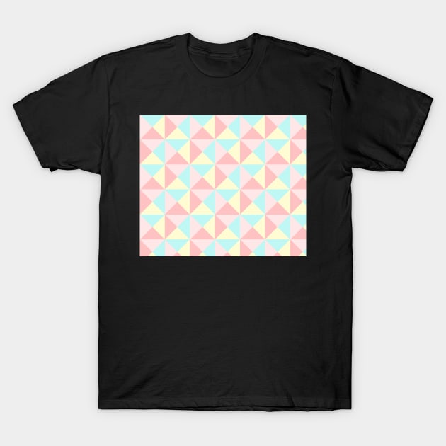 Pink Teal Blue Rose Yellow Pastels geometric triangles Pattern T-Shirt by dreamingmind